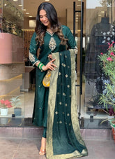 Unique Looking Salwar Suit in Green Colour